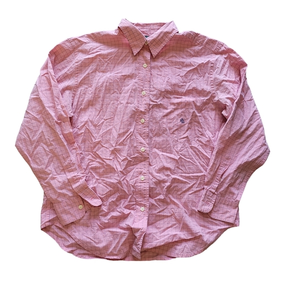 LAUREN Ralph Lauren 14 Cotton Pink Button Down Shirt VTG - Picture 1 of 4